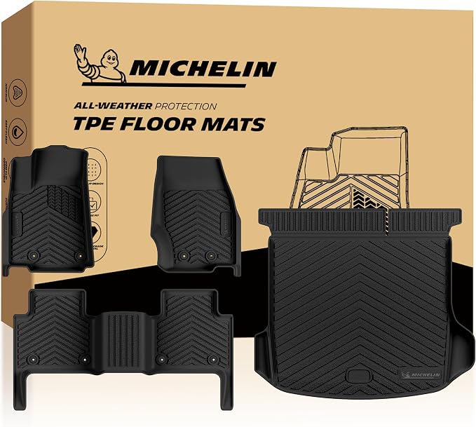 Michelin Vehicle Mats, Premier Series All-Weather TPE Custom Fit Liner for 2022-2026 Jeep Grand Cherokee WL Include 4xe 5-Seat Floor Mats, Not for L or WK (4 Piece)
