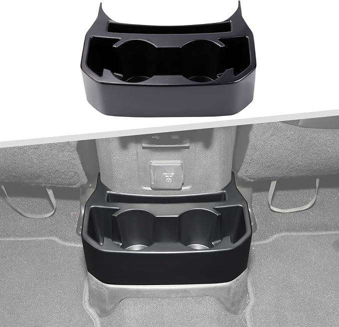 Jimen for JL Rear Cup Holder, Dual Extra Cup Holder Organizer Tray Drink Holder for Back Seat Compatible with Jeep Wrangler JL JLU & Gladiator JT 2018-2025