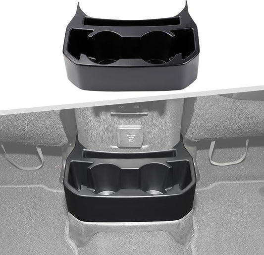 Jimen for JL Rear Cup Holder, Dual Extra Cup Holder Organizer Tray Drink Holder for Back Seat Compatible with Jeep Wrangler JL JLU & Gladiator JT 2018-2025