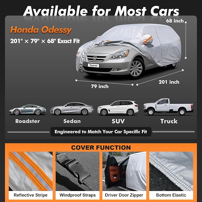 Hatchback Cover Waterproof All-Weather,Outdoor Full Exterior Car Covers Custom Fit for VW Golf,Honda Odyssey,Fit,Toyota Prius Sienna,Dodge Caravan,Volvo V40 etc Size H2(See Size Chart)
