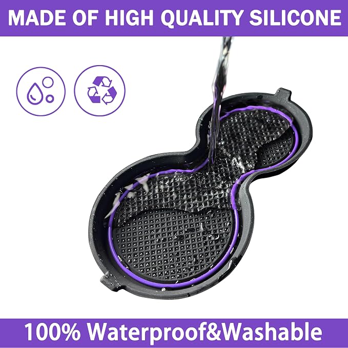 for Honda Civic Accessories 2026 2025 2024 2023 2022 Cup Holder Inserts Center Console Liner 3D Silicone Cup Holder Coaster Protector Mat Pad Non-Slip Interior Decoration for Civic 3Pcs (Purple)
