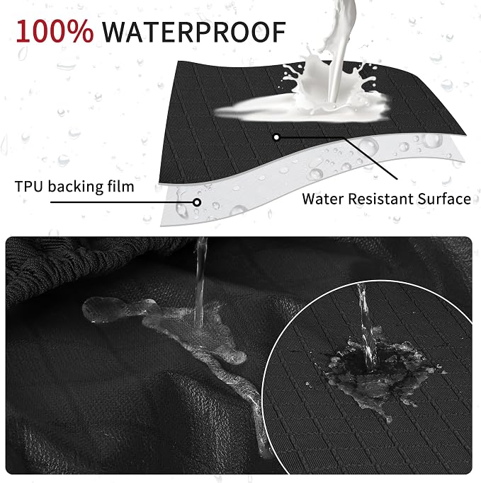 FORCHEER Waterproof Office Chair Seat Cover 20x20 Inch Black Stretch Jacquard Computer Chair Seat Cushion Slipcover Washable Removable