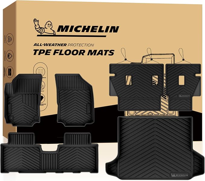 Michelin Vehicle Mats, All-Weather TPE Custom Fit Liner for 2018-2024 Chevy Equinox/GMC Terrain Gas (6 Piece), Not fit Equinox EV, Premier