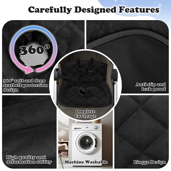 Babenest Car Seat Potty Protector Cover -Waterproof Carseat Training Liner for Baby &Toddler Shower Gift, Dry Piddle Pee Pad for Strollers & Infant Car Seats (2pc Black)