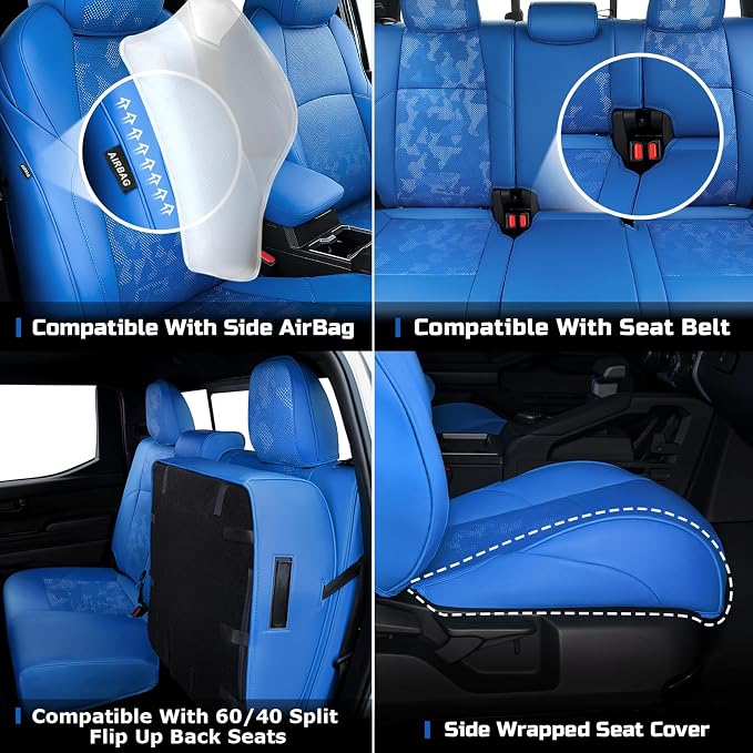 Leather Seat Covers Custom Fit for Tacoma Gen 4th (2024-2026) Double Cab | Custom Fit for SR, SR5, TRD PreRunner, TRD Sport, TRD Off-Road, Limited, Trailhunter - Fully Covered - Fit Like a Glove