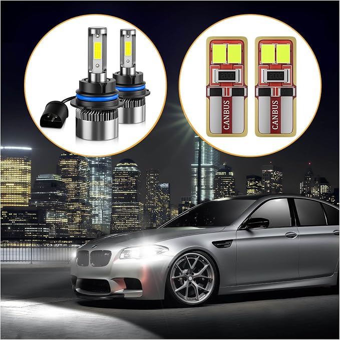 𝟫𝟢𝟢𝟦/𝖧𝖡𝟣 6500K Cool White, 60000LM 900% Brighter, Backup Plug & Play IP68 Waterproof Replacement with 2pcs 194 168 T10 2825 Bulb for Interior Off-Road Lights