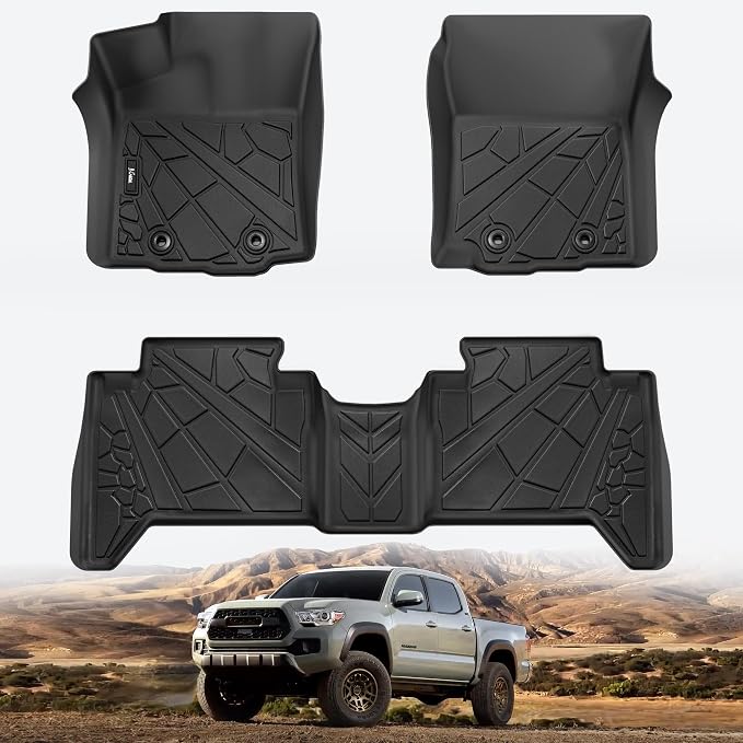 KARPAL Floor Mats Fit for Toyota Tacoma 2016-2023 Double Cab (Only Fit Automatic), Custom Fit All Weather TPE Floor Liners, 1st & 2nd Row Mat, Tacoma Accessories