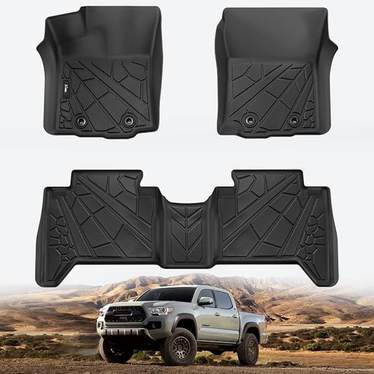 KARPAL Floor Mats Fit for Toyota Tacoma 2016-2023 Double Cab (Only Fit Automatic), Custom Fit All Weather TPE Floor Liners, 1st & 2nd Row Mat, Tacoma Accessories