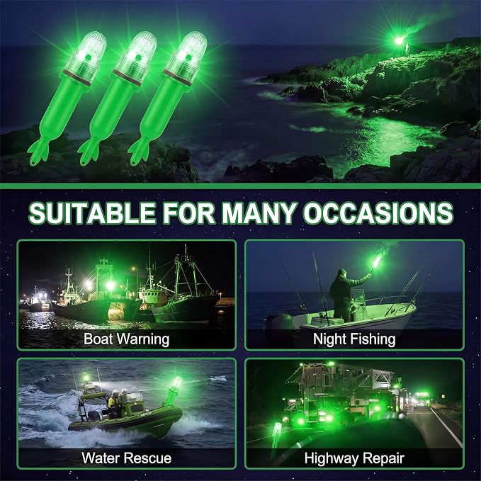 Kingdder Boat Flares Marine Signal Light Boat Flares Beacon Strobe Safety Battery-Powered Boating Safety Kit Without Battery Waterproof Day Night Use for Boating Fishing Nets Life Rafts