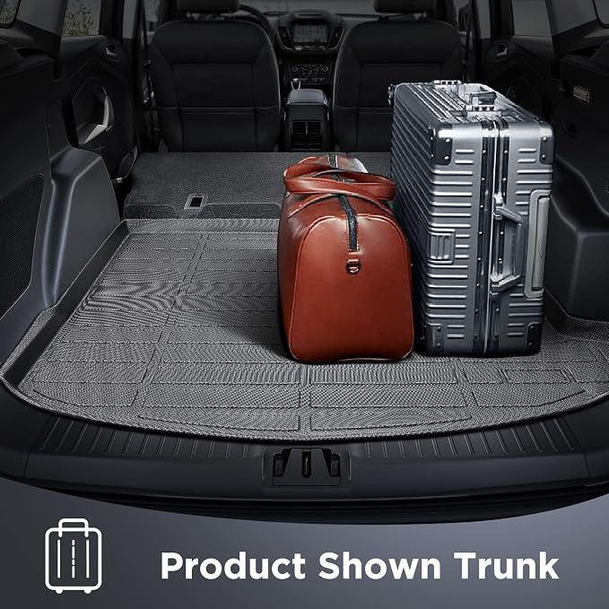 BAMACAR 2013-2019 for Ford Escape Floor Mats Front & 2nd Floor mat & Cargo Liner for Escape Titanium se sel 2013 2014 2015 2016 2017 2018 2019 4Pcs Black All Weather Protection for Ford C-Max