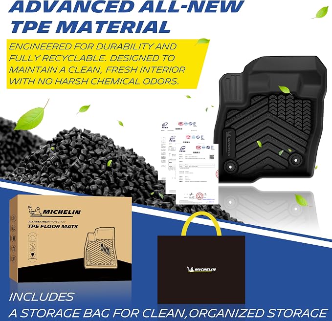 Michelin Vehicle Mats, All-Weather TPE Custom Fit Liner for 2015-2024 Ford Edge (6 Piece), Premier