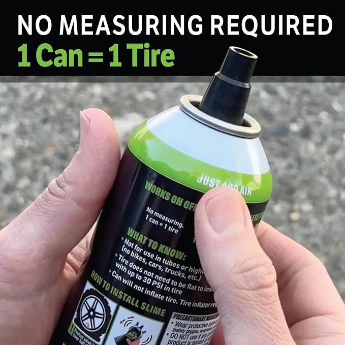 Slime 60199 2-in-1 Repair & Prevent Tubeless Tire Sealant, Instant Flat Tire Fix, Seals up to 1/4" Punctures Without Valve Core Removal, for Tractors, UTVs, Trailers & More, 12 Fl Oz