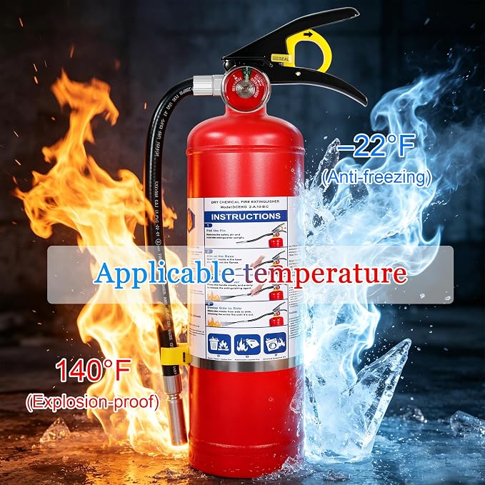 2-Pack 5 lb ABC Dry Chemical Fire Extinguishers, 2A:10B:C Rating with Quick Release Handle, Suitable for Electrical, Grease, Wood & Liquid Fires, for Home, Business, Boat, Truck & Car