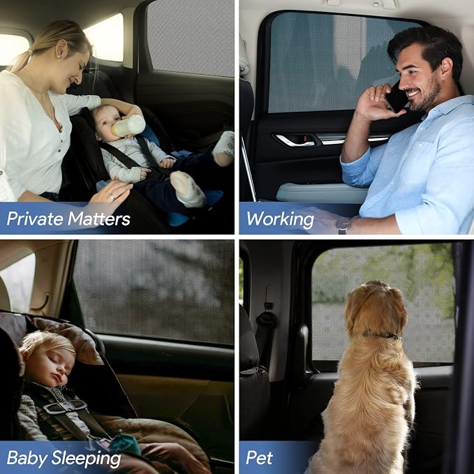 Car Window Shades，for Baby/Camping UV-Protection 2PCS Medium 39"x19" | Car Sun Shades for Side Windows with Breathable Mesh，for Back Covers Car, Truck, Suv, Car Camping Essentials,Black