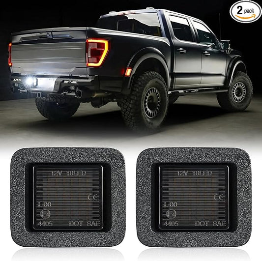 LED License Plate Lights for 2015-2025 F150 | for 2017-2025 F150 Raptor | Super Bright SMD LED | 6000K White | Rear Bumper Tag Lights | Smoked Len