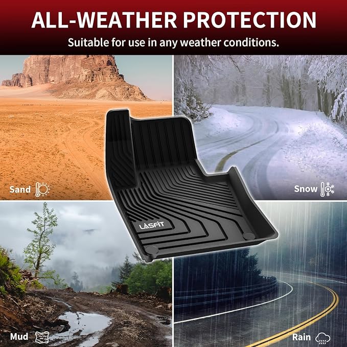 LASFIT Floor Mats for Volvo XC60 2018-2026 Gas 5 Seat Only, Not for T8 PHEV | All Weather Floor Liner, Premium TPE, Custom Fit, Full Coverage, Interior Protection, Easy Clean, Refined Design