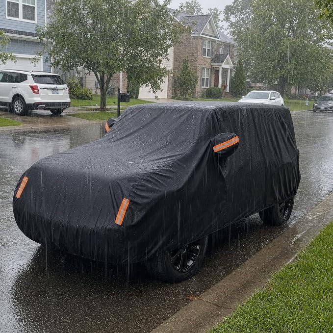 Car Cover for Jeep Wrangler 2 Door 1987-2026 JK JL CJ YJ TJ Outdoor Waterproof Sun Rain Snow Hail UV Protection with Driver Door Zipper