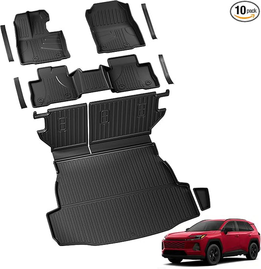 Floor Mats & Cargo Mat & Seat Back Mats for Toyota RAV4 2026, Not for PHEV | Trunk without Subwoofer. Door Sills Protector. Custom Fit. All-weather Protection. Waterproof. Easy to Clean. Heavy Duty