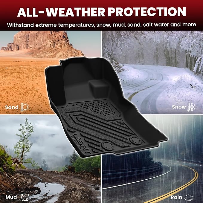 LASFIT Floor Mats for Subaru Forester 2026 2025 (Only Hybrid), All Weather TPE Custom Fit Floor Liners Easy Clean 1st & 2nd Row Mats for Forester Hybrid 2025 2026 Car Accessories, Black