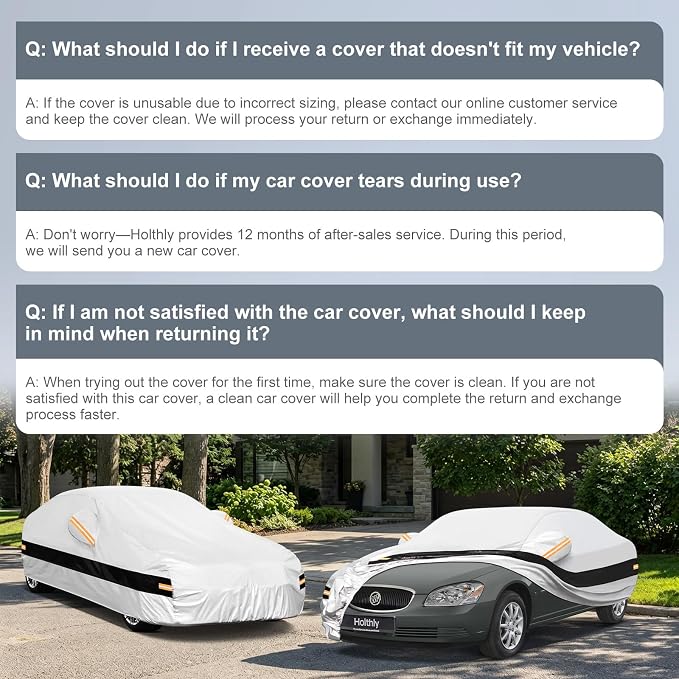 10 Layers Sedan Car Cover Custom Fit for Buick Lucerne (2005-2011), Waterproof All Weather for Automobiles, Outdoor Full Cover Sun Dust Rain Protection with Cotton. Silver