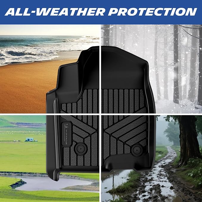 Michelin Vehicle Mats, All-Weather TPE Custom Fit Liner for 2019-2026 Silverado/Sierra 1500, 2020-2026 2500/3500, Crew Cab Bucket Seat Carpet Floor with Rear Under-Seat Storage, Premier B