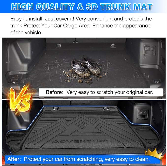 Cartist Cargo Liner Fits for Toyota 4runner 2010-2024 (No 3rd Seat or No Sliding Cargo Deck) Accessories All Weather Rear Trunk Liner for 4runner Cargo Mat Heavy Duty