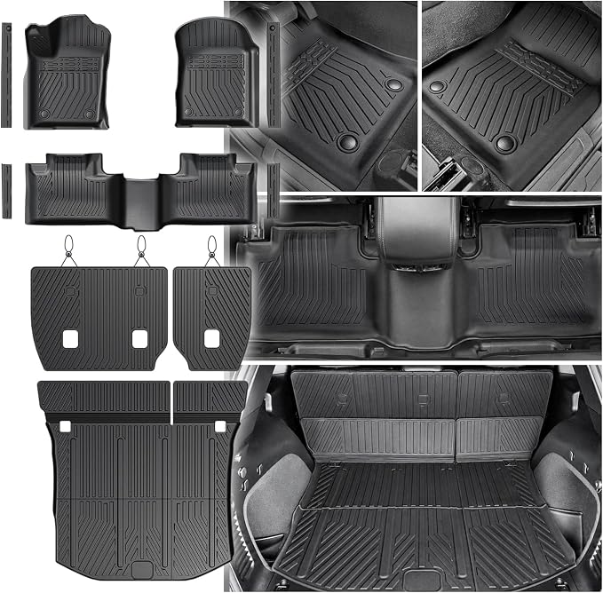 Floor Mats Set for Jeep Grand Cherokee 2011-2021 & 2022 WK2 (Not for 2022 WL or L), All Weather TPE Backrest Mat Trunk Mat Cargo Liner Door Sill Guards Accessories