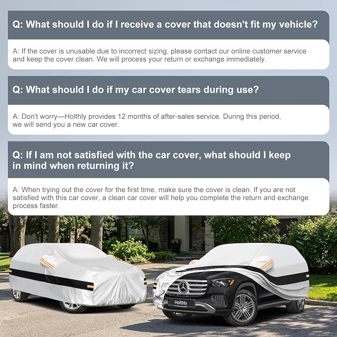 10 Layers SUV Car Cover Custom Fit Mercedes Benz GLS Class 350d 400 400d 450 450d 550 580,Waterproof All Weather for Automobiles, Outdoor Full Cover Sun Rain Protection with Cotton. Silver