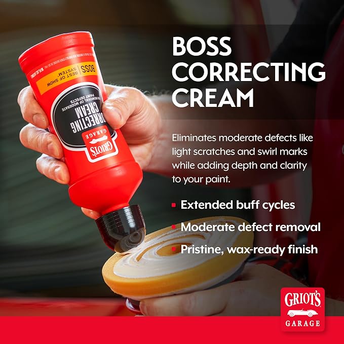 Griot's Garage BOSS Correcting Cream for Car Polishing and Detailing, Swirl, Scratch Remover for Vehicles, 16oz