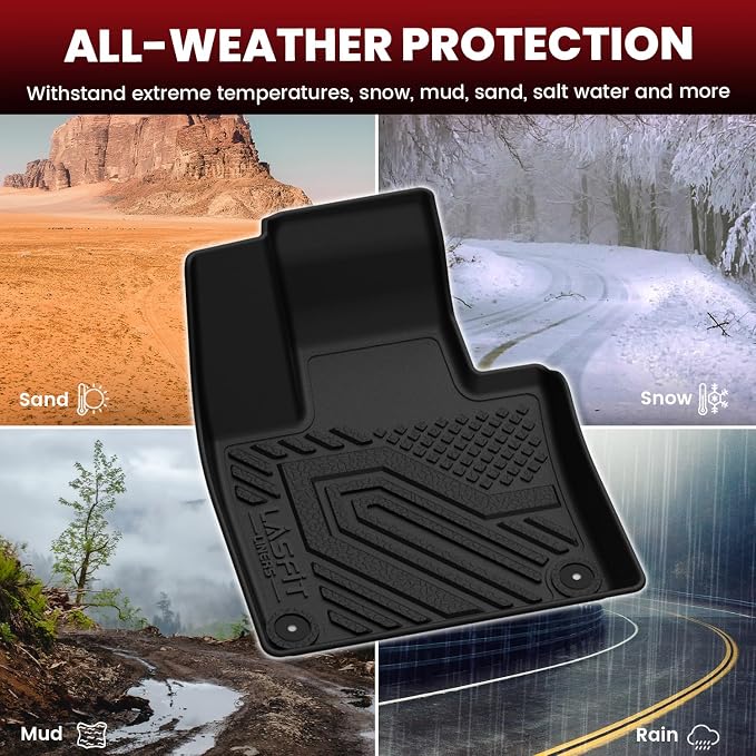 LASFIT Floor Mats & Cargo Liner for 2020-2026 Volvo XC90 T8 PHEV 6 Seats Only, Custom Fit All Weather TPE Floor Liners, Refined Interior Protection, 1st 2nd 3rd Row Mats, Trunk Mat & Backrest Mats