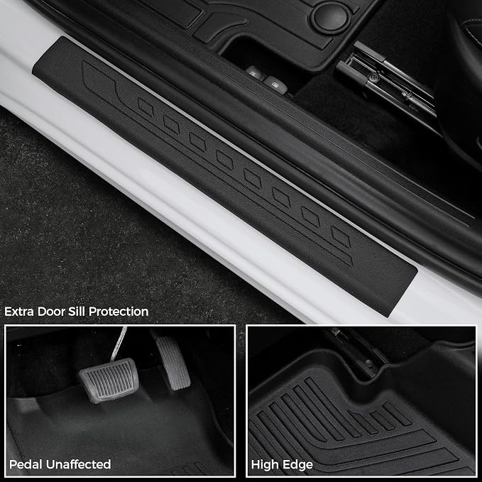 Floor Mats for Hyundai Elantra Gas 2021-2026, All Weather Floor Mats Trunk Cargo Liner and Door Sill Guards Accessories, Full Coverage Set (Not fit Hybrid Models)