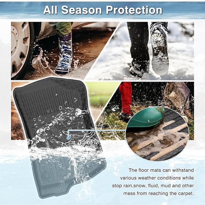 Mixsuper Floor mat for 2021-2026 Jeep Wrangler Unlimited 4XE PHEV 4 Door(Not for 2 Door or JL Models),All Weather TPE Floor Liners Protection for Wrangler Accessories,2 Row Anti-Slip Car Mats, Black
