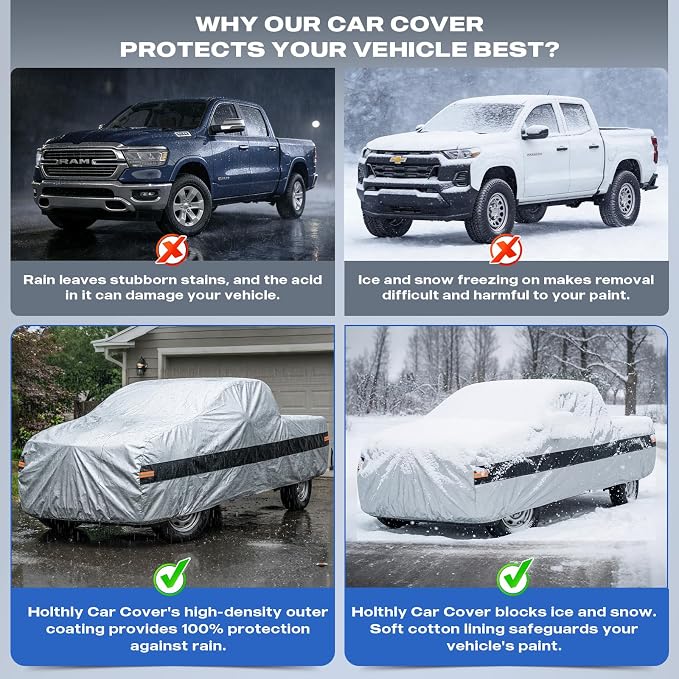 10 Layers Truck Cover Waterproof All Weather Custom Fit Ford F-150(1997-2026) Super Cab&SuperCrew Short Bed, Outdoor Full Exterior Pickup Car Cover Sun Rain Snow Ice Protection. Sliver