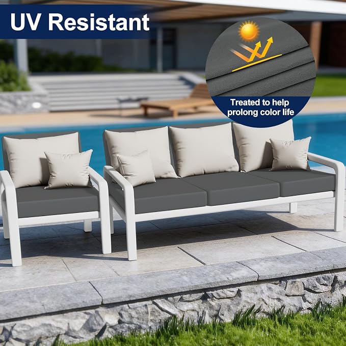 Smiry 8 Pcs Waterproof Patio Cushion Covers, Stretch Outdoor Furniture Covers