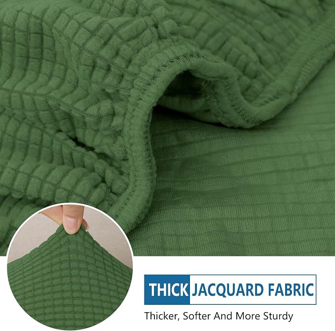 hyha Waterproof Couch Cushion Covers for Pets, Non Slip Sofa Cover for Dogs Washable, Soft Thick Stretch Jacquard Fabric, Sofa Slipcovers with Elastic Bottom (3 Pieces, Grass Green)