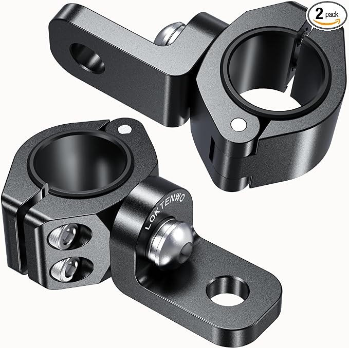 LOKTENWO 2PCS 360°Adjustable ATV Whip Light Mount, Heavy Duty CNC Light Bar Mounting Bracket for Motorcycle Golf Cart Universal 0.875''/1''/1.125''/1.26” Roll Cage