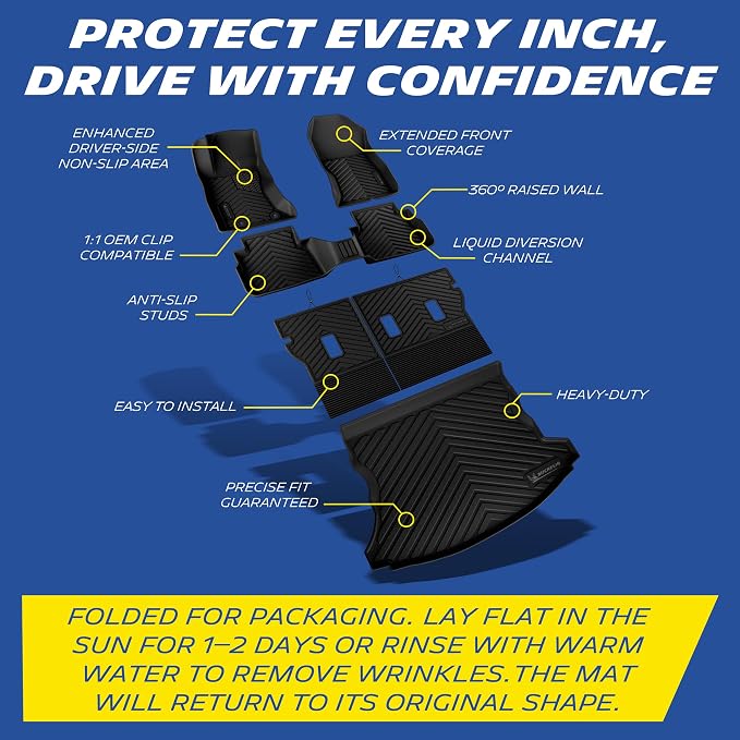 Michelin Vehicle Mats for 2018-2023 Subaru Crosstrek/2017-2023 Impreza | Not Fit Hybrid/Sedan, Custom Fit All-Weather TPE Floor&Trunk/Backrest Mat, 1st & 2nd Row & Cargo Liner Accessories, 6PCS