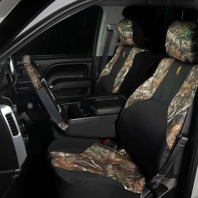 Browning Universal Low Back and Bench Seat Covers, Water and Dirt Resistant Car, Truck, and SUV Seat Covers, Realtree Edge (Excursion), Low Back (Single)
