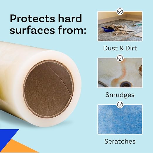 TapeManBlue Multi-Surface Protection Film, 6 inch x 100' Roll, Removable Surface Protection Film for Plastic, Metal, Counters, Floors, and Appliances, Clear Self Adhesive Multi-Use Protective Tape