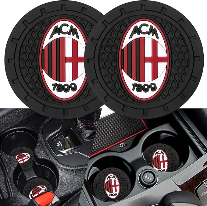Cup Holder Insert Coaster for A.C.Milan UEFA UCL Fans,Anti Slip Car Cup Coaster Interior Accessories