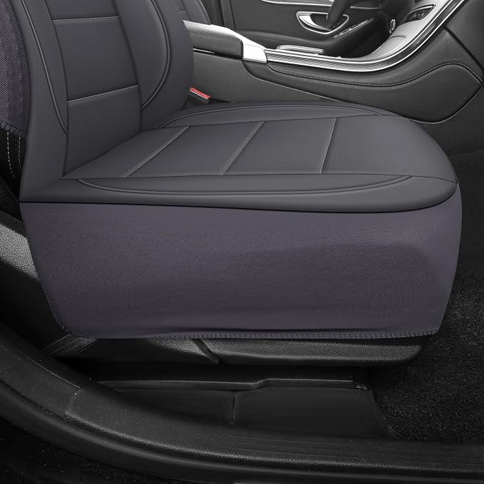 HChengkikz Front Car Seat Cover, Waterproof Faux Leather (Gray) | Car Seat Protectors, Quilting, Easy to install, Airbag Compatible, Universal Fit for Most Suvs, Trucks, SUVs