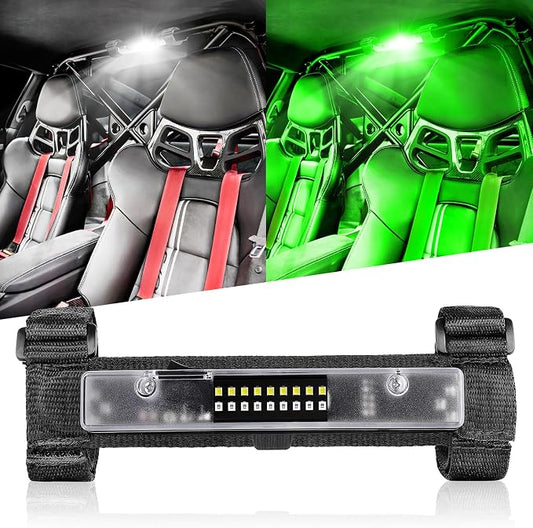Nirider UTV Interior Light Universal Roll Bar Mount LED Lights Utility Roll Cage Lights Courtesy Interior Dome Light for UTV ATV Polaris RZR Can-Am Truck Car Off Road Vehicle - White Green