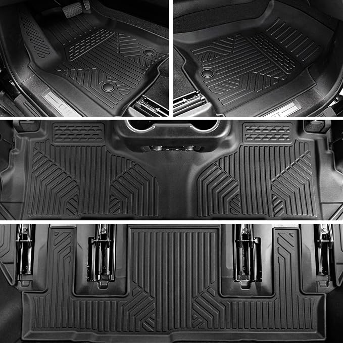 Floor Mats for Chevy Tahoe/GMC Yukon/Cadillac Escalade 2021-2026, All Weather Floor Mats Cargo Liner with Backrest Cover and Door Sill Guards Accessories, Full Coverage Set (Fit 7 Seats)