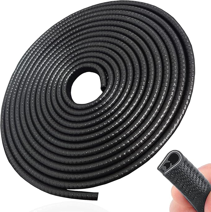 SYOAUTO 13Ft(4M) Door Edge Guard Black Car Door Protector Edge Guards Rubber Auto Door Trim U Shape Build in Metal Sheet No Need Adhesive Easy to Cut Fit for Most Vehicles
