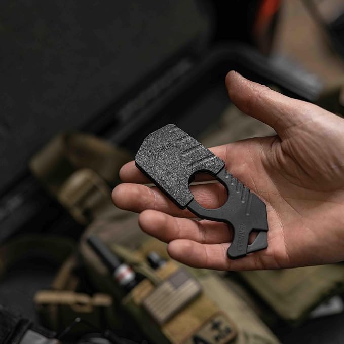 Gerber Gear Seatbelt Strap Cutter Escape Tool with Lanyard Hole and Glass Breaker, Made in USA, Black, 5 x 2.5 x 1 inches Pocket Size | Vehicle emergency tool, cuts seatbelts, breaks windows, lanyard hole, pocket size, made in the USA, essential car sa...