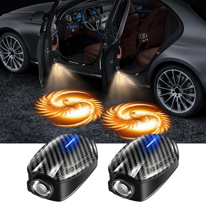 2Pcs Car Door Light Car-Door Projector Logo Light for Universal Rechargeable Courtesy LED Lights, Suitable fit All Models(Fire Phoenix)