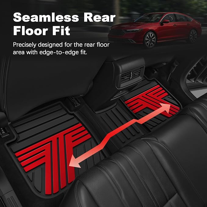 Floor Mats Fit for Honda Accord Sedan 2026 2025 2024 2023 (Gasoline & Hybrid), All Weather Protection Custom Fit Anti-Slip Floor Liners,1st & 2nd Row, Black & Red