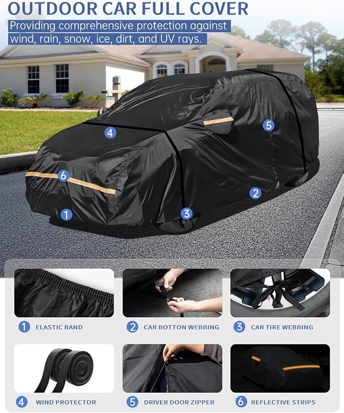 INSAUTO Custom Fit Car Cover for Honda CRV 1997-2026, Toyota RAV4 2006-2026, Waterproof All Weather Full Exterior Protection, Sun Rain Snow, with Driver Door Zipper