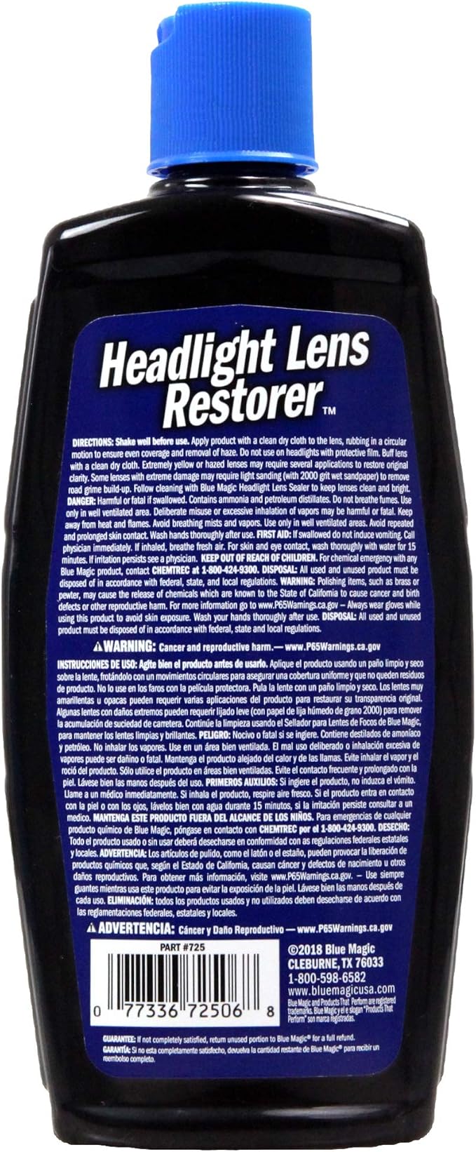 Blue Magic 725CD-06 Headlight Lens Restorer - 8 oz.