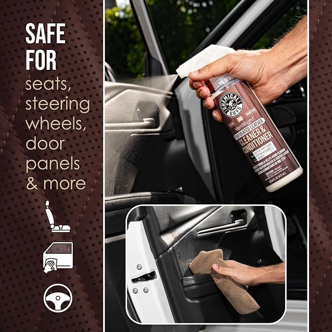 Chemical Guys Interior Detailing Bundle, Total Interior Cleaner Protectant 16 oz with VentRight Perforated Leather Cleaner & Conditioner 16 oz for Cars, Trucks, SUVs, RV Care